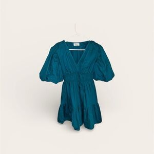 Teal Puff Sleeve Dress